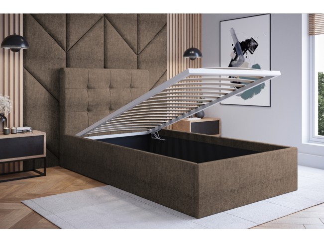 Łóżko tapicerowane Timo 90 Sawana 25 ciepły brąz