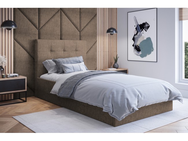 Łóżko tapicerowane Timo 120 Sawana 25 ciepły brąz