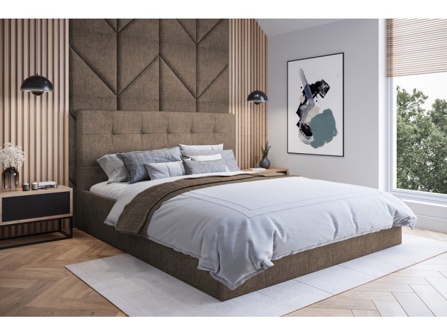 Łóżko tapicerowane Timo 160 Sawana 25 ciepły brąz