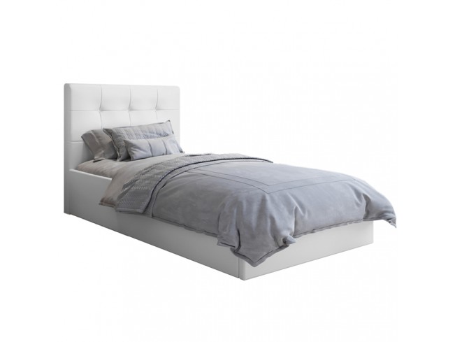 Łóżko tapicerowane Timo 120 Madryt 920 biały - widok z przodu