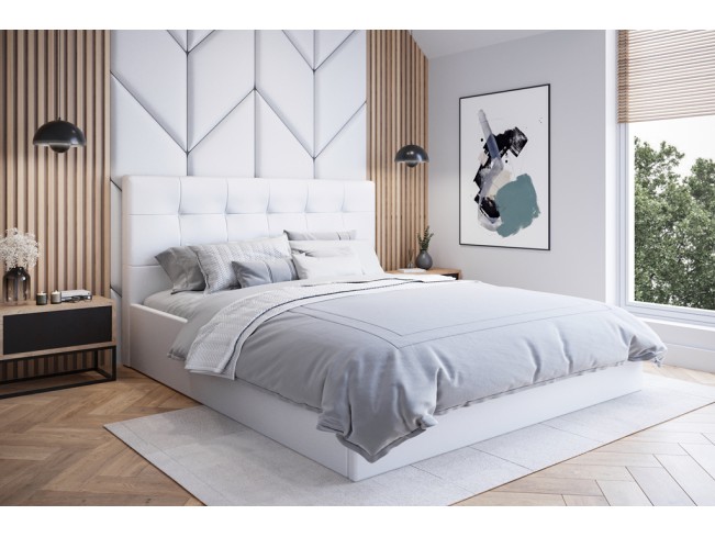 Łóżko tapicerowane Timo 180 Madryt 920 biały