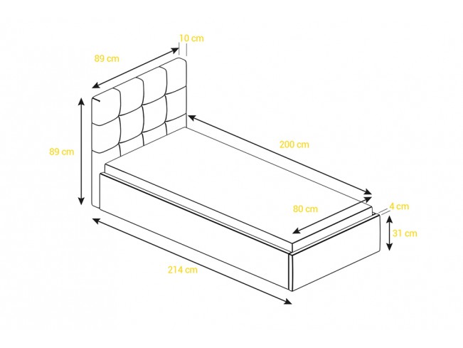 Łóżko tapicerowane Timo 80 Madryt 995 szary