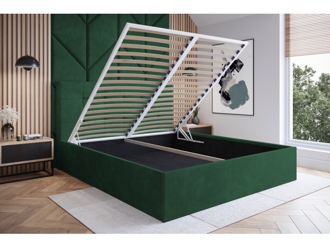 Łóżko tapicerowane Timo 140 Kronos 19 butelkowa zieleń