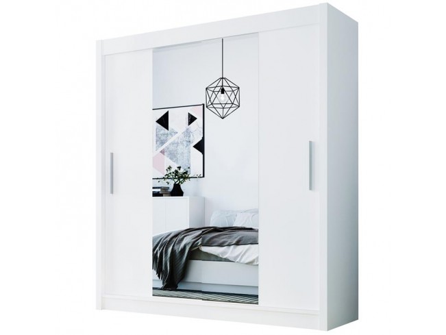 Szafa przesuwna Doti 2 150 biały mat z lustrem - widok z przodu