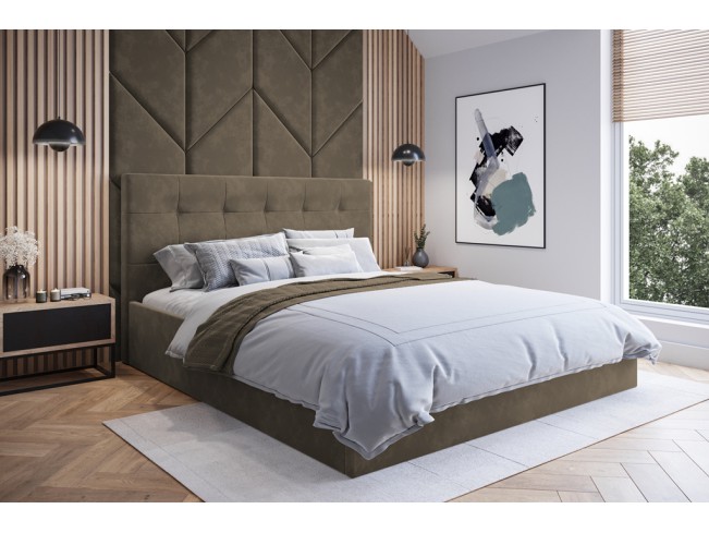 Łóżko tapicerowane Timo 140 Monolith 09 jasny brąz