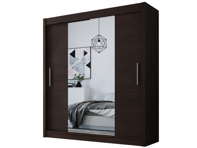Szafa przesuwna Doti 2 150 choco - widok frontu z lustrem
