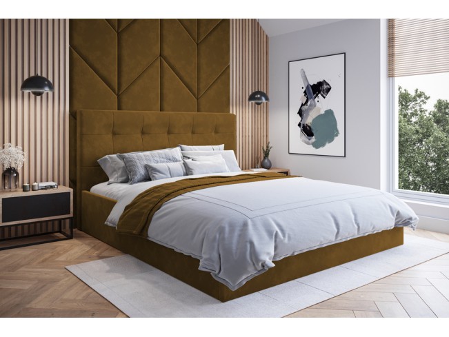 Łóżko tapicerowane Timo 140 Monolith 48 miodowy