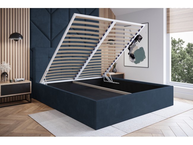 Łóżko tapicerowane Timo 140 Monolith 77 granatowy