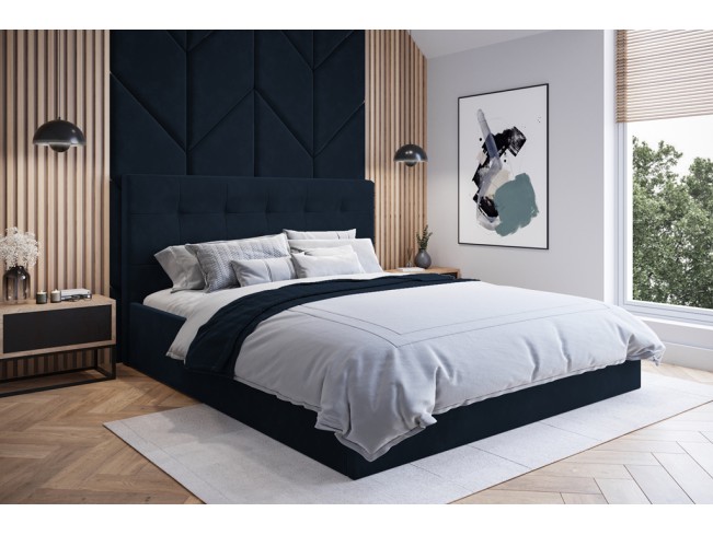 Łóżko tapicerowane Timo 160 Monolith 79 ciemny granat