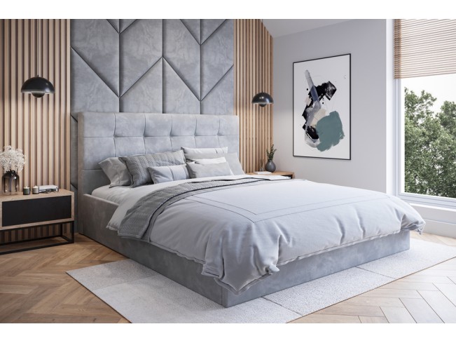 Łóżko tapicerowane Timo 140 Monolith 84 jasny szary
