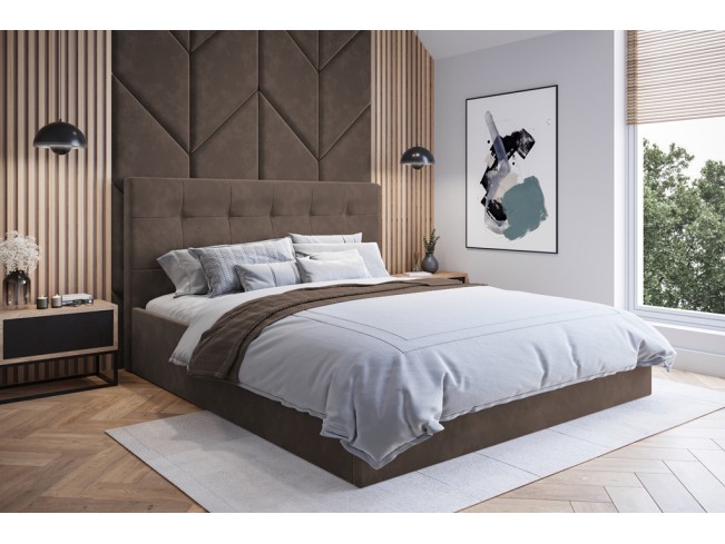 Łóżko tapicerowane Timo 140 Monolith 15 mleczna czekolada