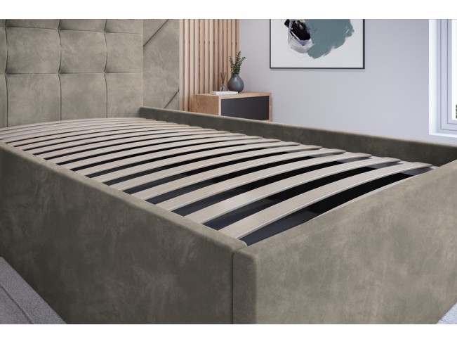 Łóżko tapicerowane Timo 90 Riviera 16 szary beż