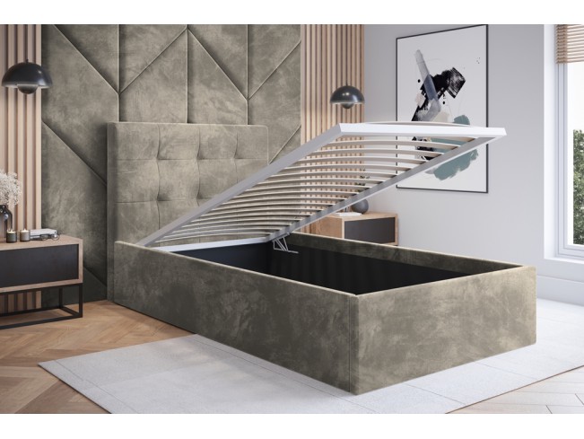 Łóżko tapicerowane Timo 90 Riviera 16 szary beż