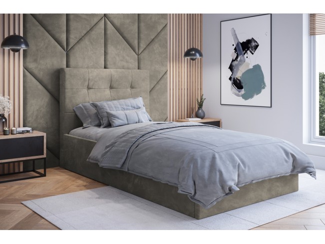 Łóżko tapicerowane Timo 120 Riviera 16 szary beż