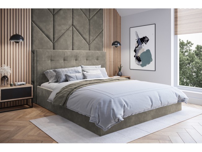 Łóżko tapicerowane Timo 160 Riviera 16 szary beż