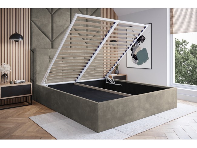 Łóżko tapicerowane Timo 160 Riviera 16 szary beż