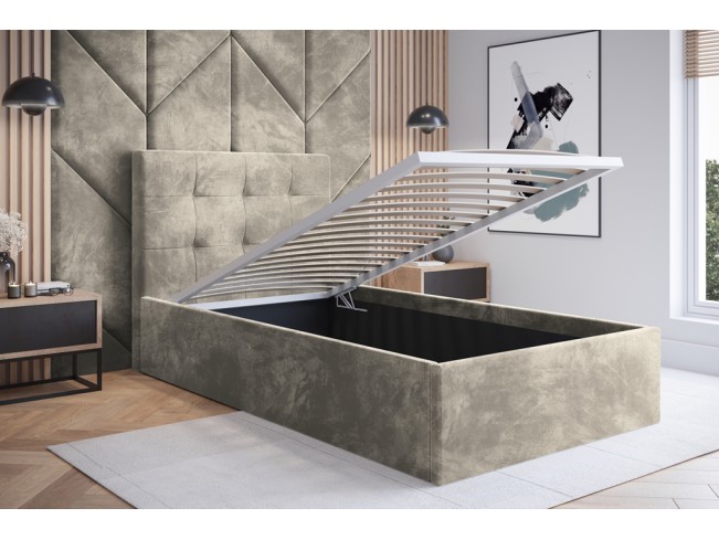 Łóżko tapicerowane Timo 90 Riviera 21 jasny beż