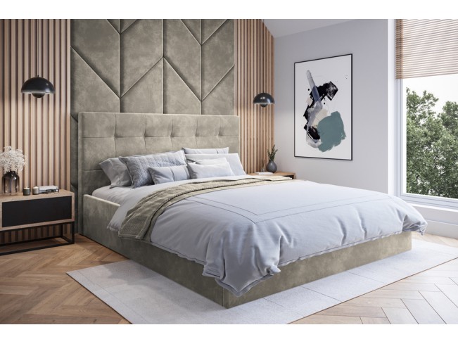 Łóżko tapicerowane Timo 180 Riviera 21 jasny beż