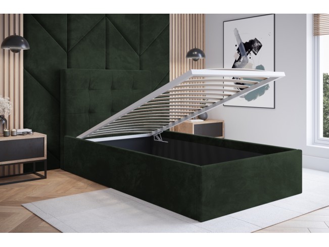 Łóżko tapicerowane Timo 120 Riviera 38 ciemny zielony
