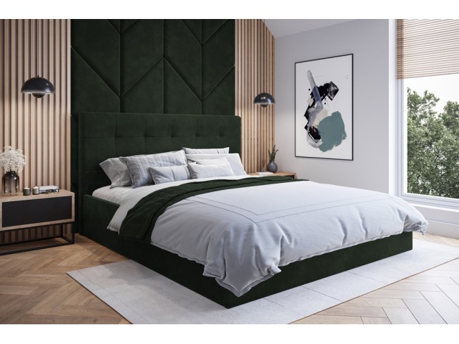 Łóżko tapicerowane Timo 180 Riviera 38 ciemny zielony