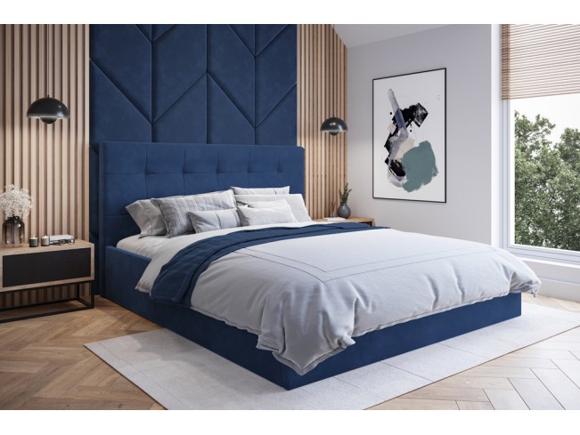 Łóżko tapicerowane Timo 140 Riviera 81 granatowy
