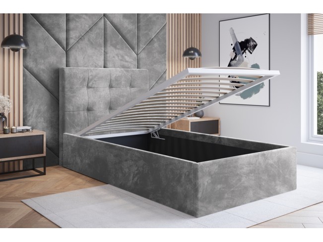 Łóżko tapicerowane Timo 90 Riviera 82 jasny szary