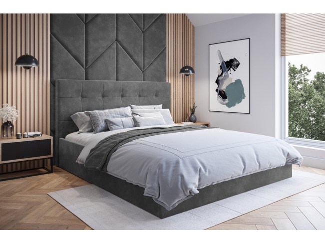 Łóżko tapicerowane Timo 140 Riviera 91 szary