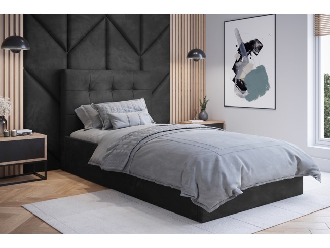 Łóżko tapicerowane Timo 80 Riviera 100 czarny