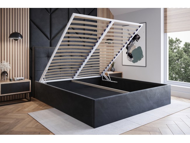 Łóżko tapicerowane Timo 140 Riviera 100 czarny