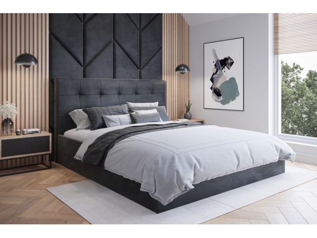 Łóżko tapicerowane Timo 180 Riviera 100 czarny