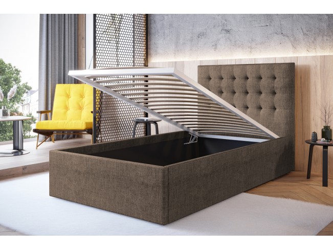 Łóżko tapicerowane Prato 90 Sawana 25 ciepły brąz