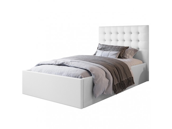 Łóżko tapicerowane Prato 80 Madryt 920 biały - widok z przodu