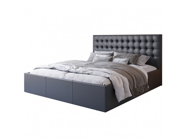 Łóżko tapicerowane Prato 160 Madryt 9100 czarny - widok z przodu