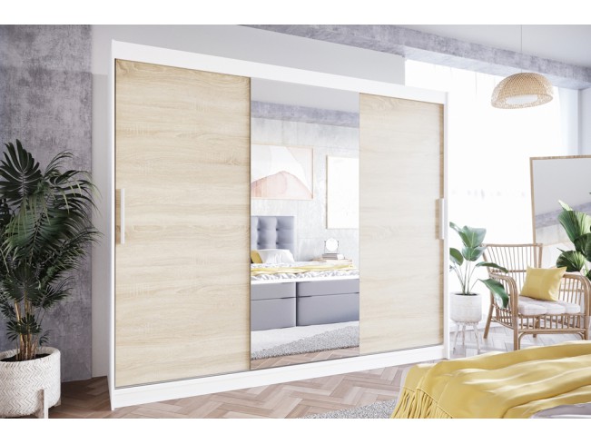 Szafa przesuwna Lolo I biały mat/sonoma 250 cm