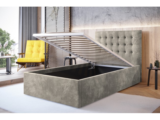 Łóżko tapicerowane Prato 80 Riviera 16 szary beż