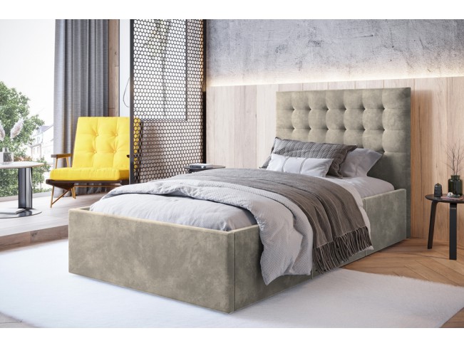 Łóżko tapicerowane Prato 120 Riviera 16 szary beż