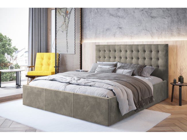 Łóżko tapicerowane Prato 160 Riviera 16 szary beż