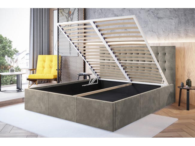 Łóżko tapicerowane Prato 160 Riviera 16 szary beż