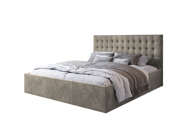 Łóżko tapicerowane Prato 180 Riviera 16 szary beż - widok z przodu