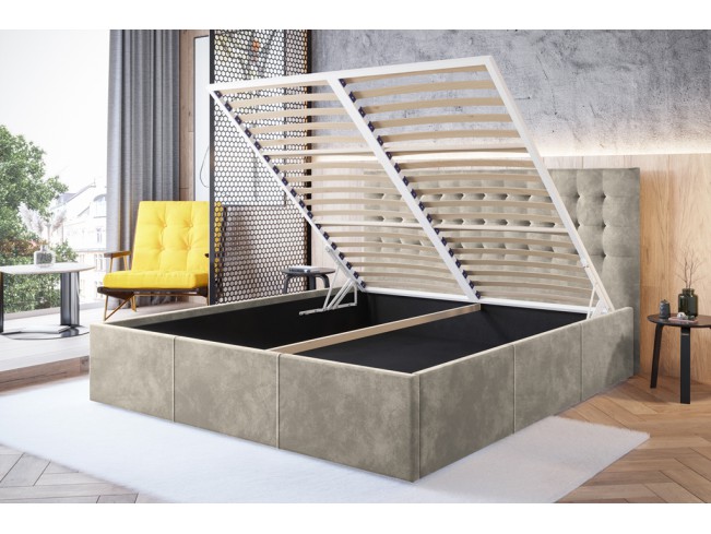 Łóżko tapicerowane Prato 180 Riviera 21 jasny beż