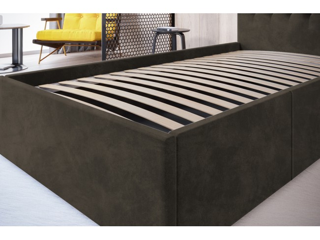 Łóżko tapicerowane Prato 120 Riviera 26 ciemny brąz