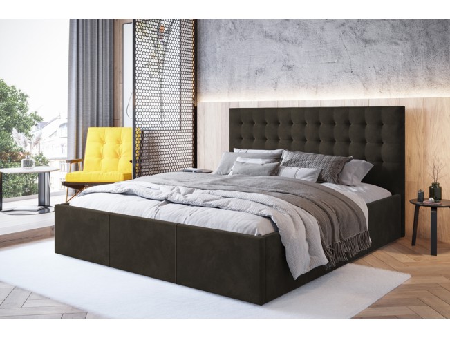 Łóżko tapicerowane Prato 140 Riviera 26 ciemny brąz