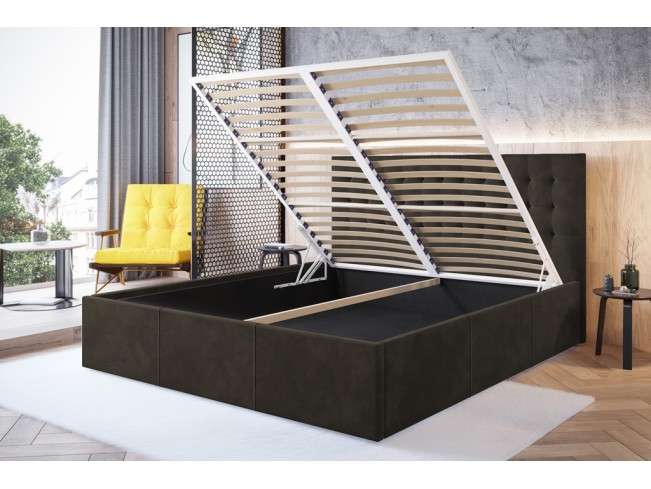 Łóżko tapicerowane Prato 160 Riviera 26 ciemny brąz