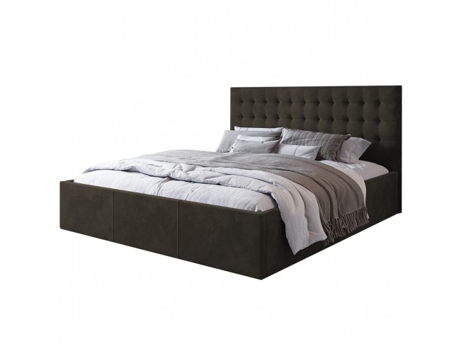 Łóżko tapicerowane Prato 180 Riviera 26 ciemny brąz - widok z przodu