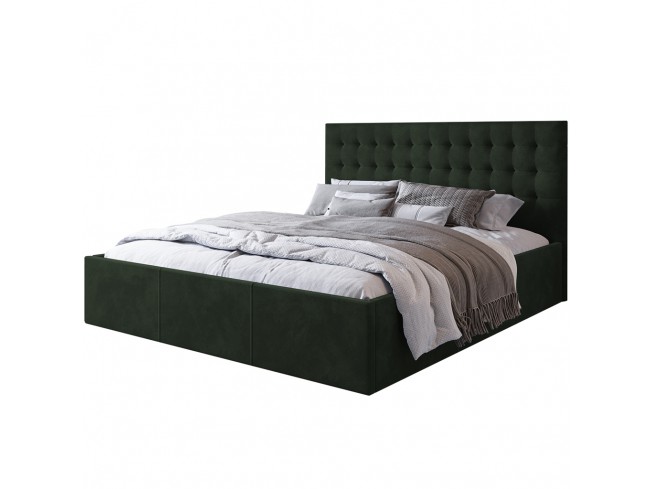 Łóżko tapicerowane Prato 140 Riviera 38 ciemny zielony - widok z przodu