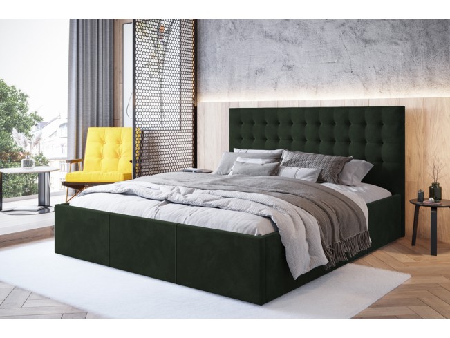 Łóżko tapicerowane Prato 160 Riviera 38 ciemny zielony