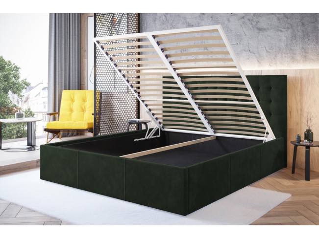 Łóżko tapicerowane Prato 160 Riviera 38 ciemny zielony