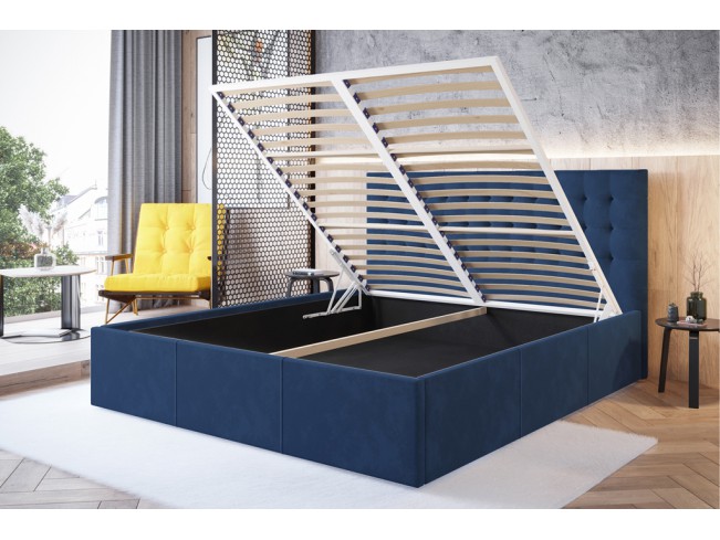 Łóżko tapicerowane Prato 180 Riviera 81 granatowy