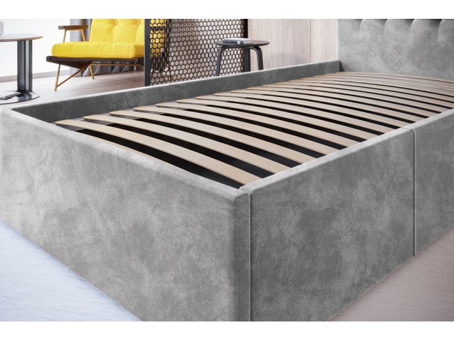 Łóżko tapicerowane Prato 90 Riviera 82 jasny szary