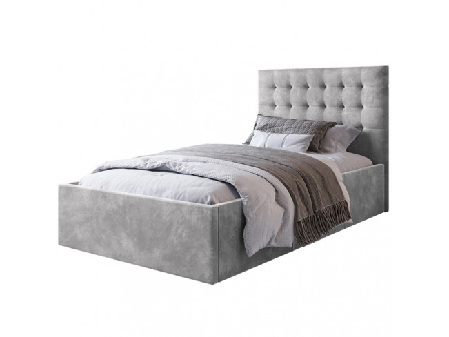 Łóżko tapicerowane Prato 90 Riviera 82 jasny szary - widok z przodu